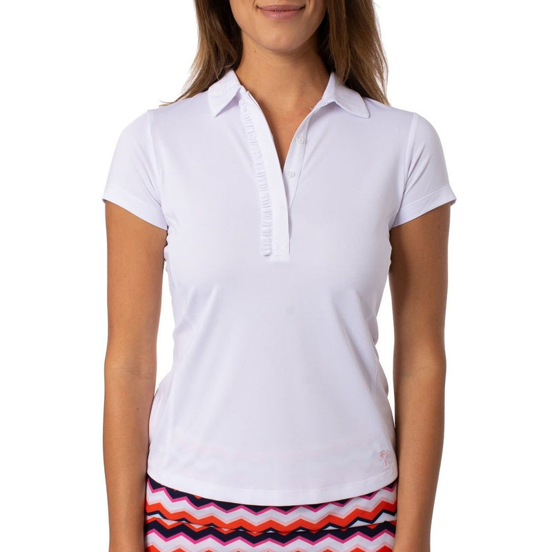 Golftini S/S Ruffle Tech Polo - White