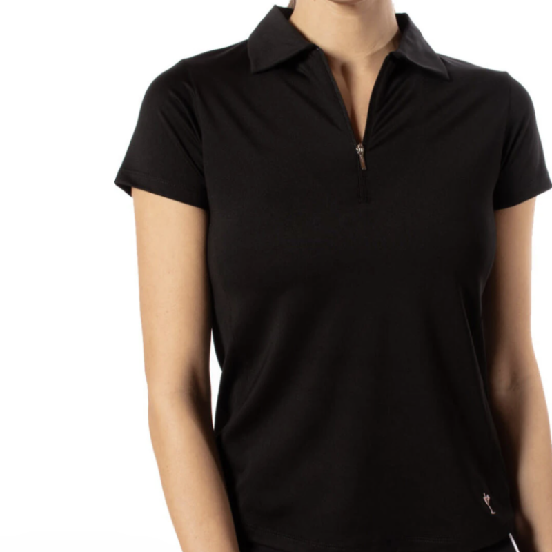 Golftini S/S Zip Tech Polo - Black