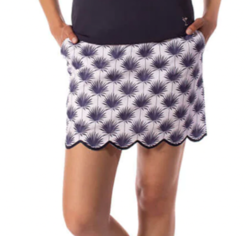 Golftini Sand Castles Stretch Cotton Skort (17.5")- Navy/White