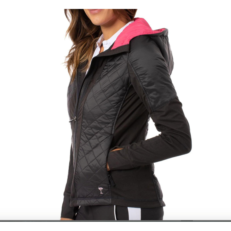 Golftini Windbreaker Jacket - Black/ Hot Pink