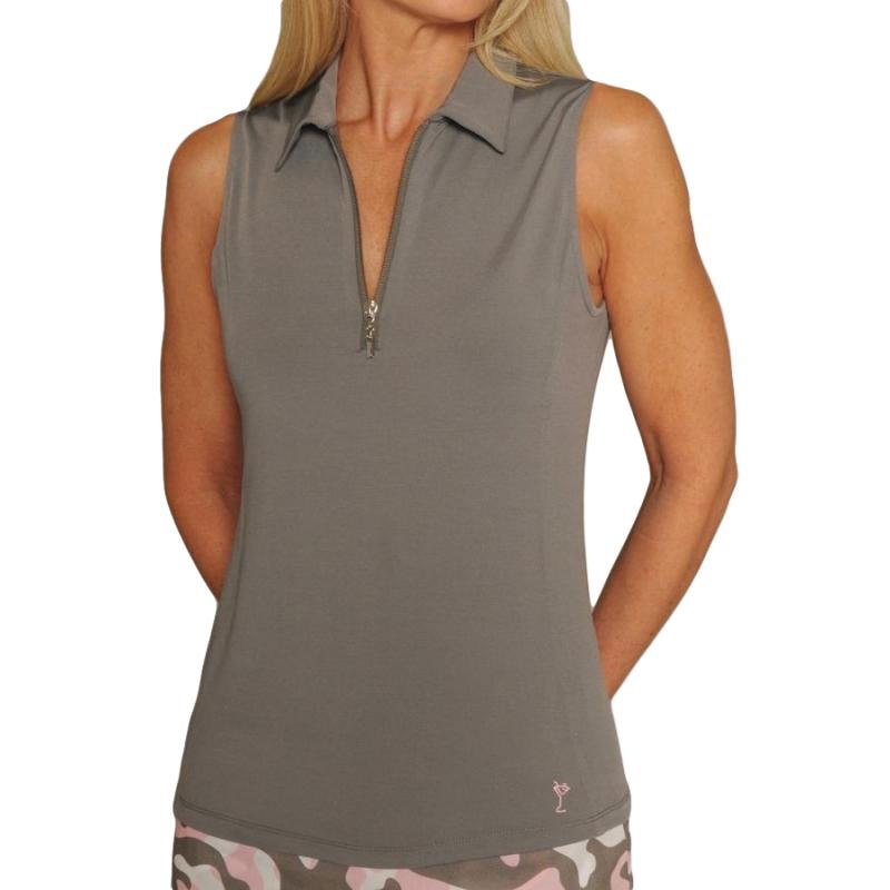 Golftini S/L Zip Tech Polo - Grey-Open Court
