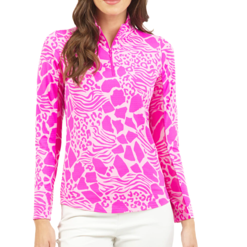 IBKUL Bianca L/S Mock Neck Top - Hot Pink