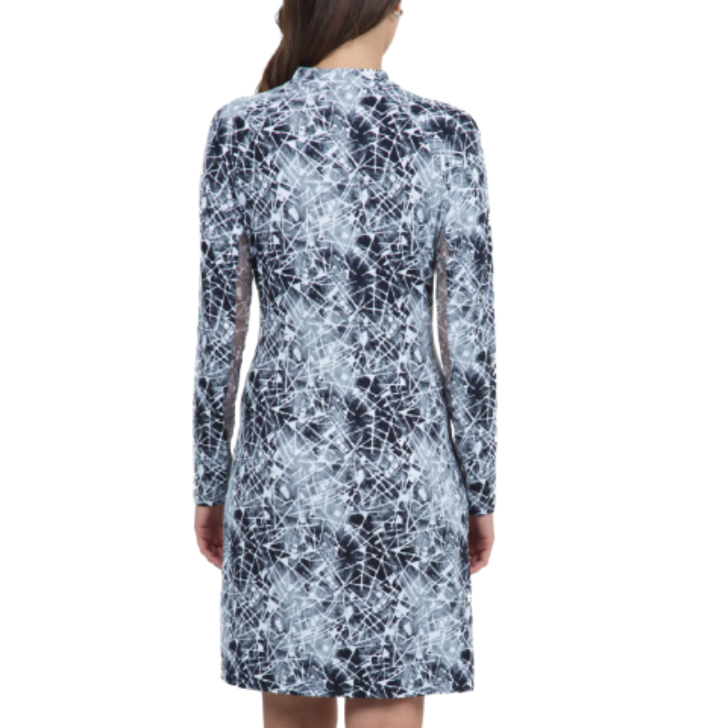 IBKUL Evie L/S Mock Neck Dress - Black/White