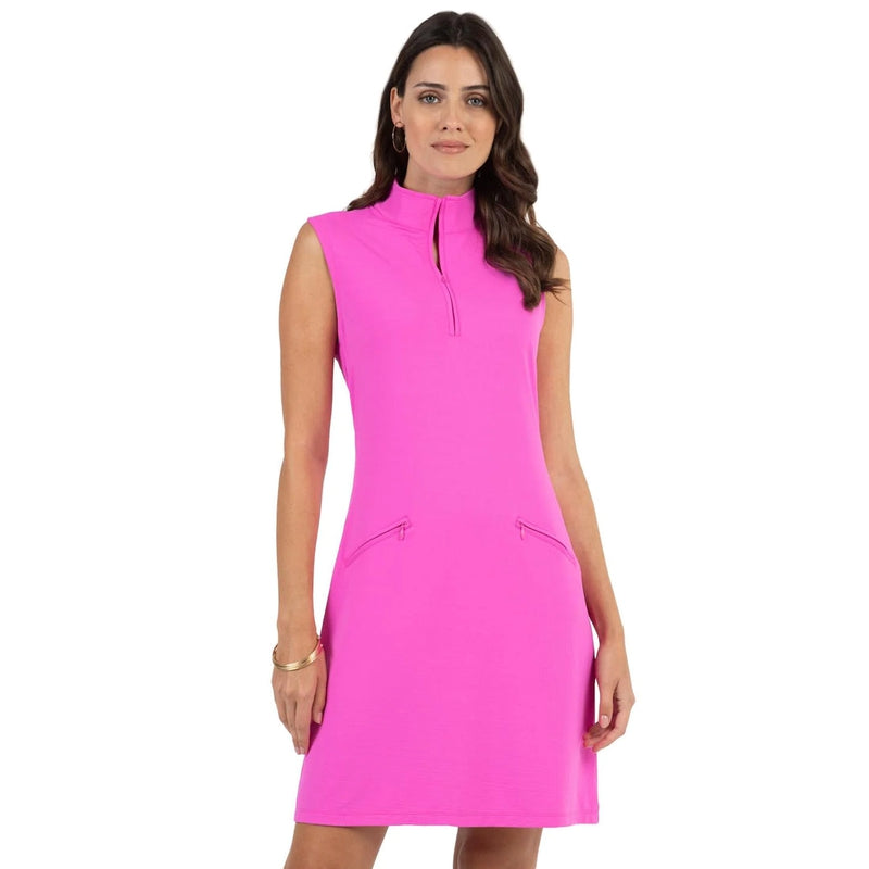 IBKUL S/L Mock Neck Dress - Hot Pink