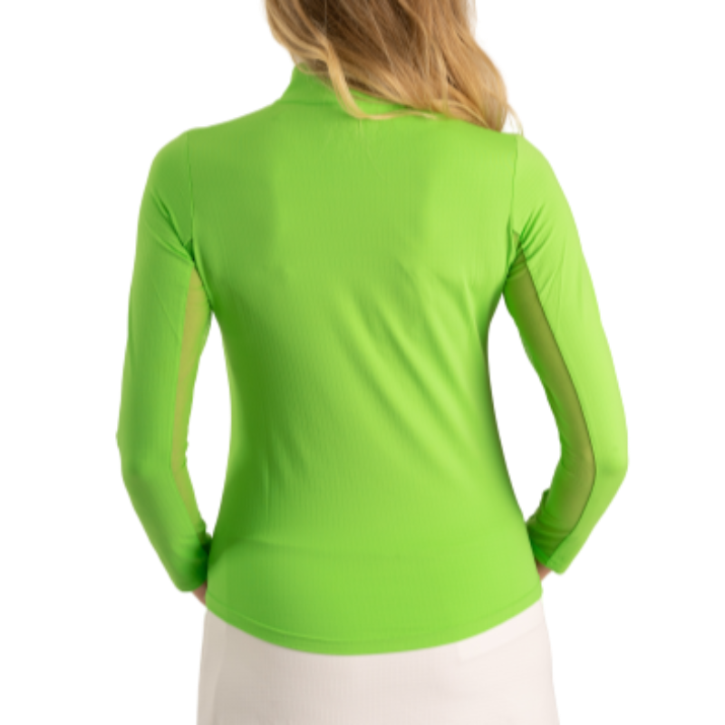 IBKUL Solid L/S Mock Neck Top - Lime Green