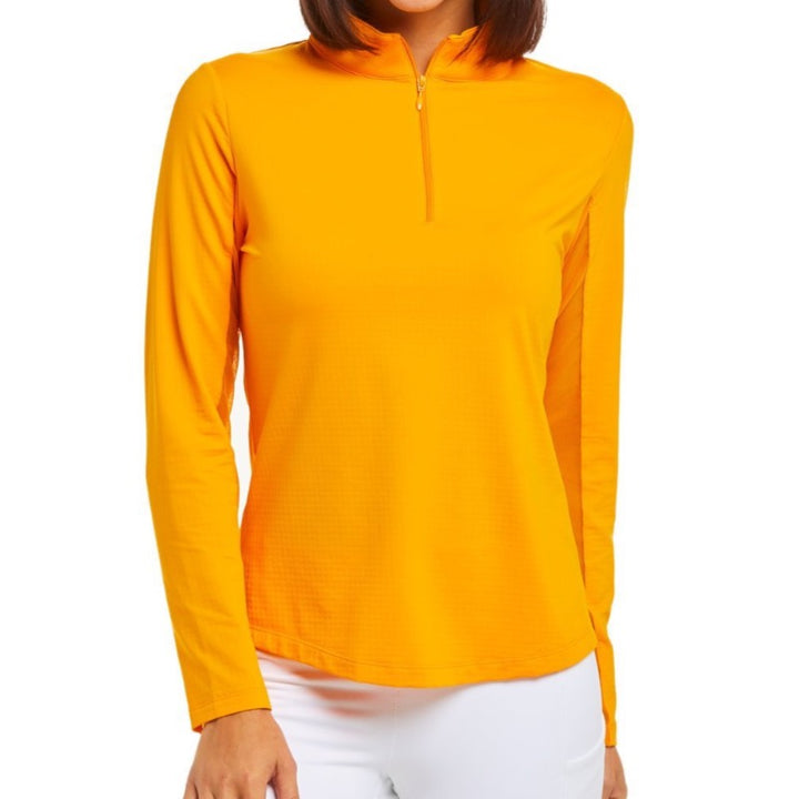 IBKUL Solid L/S Mock Neck Top - Orange