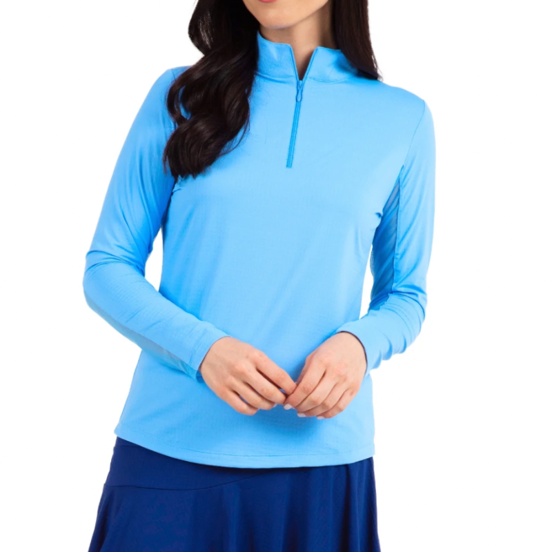 IBKUL Solid L/S Mock Neck Top - Peri