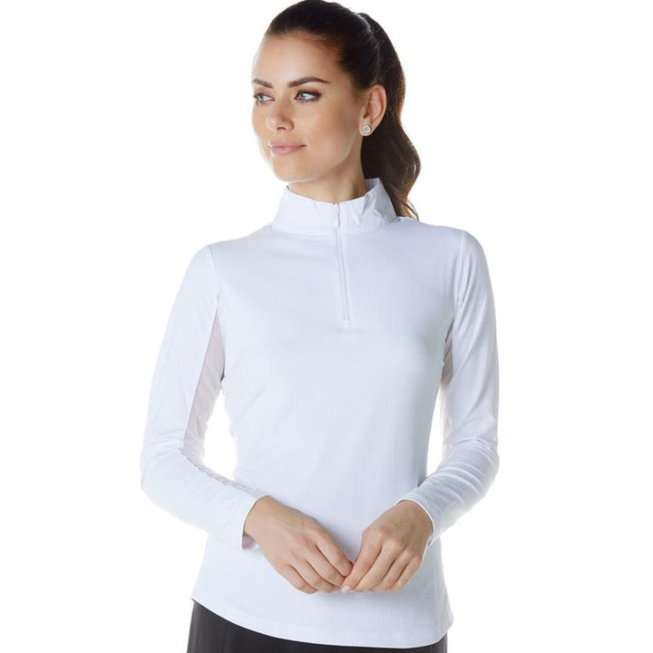 IBKUL Solid L/S Mock Neck Top - White