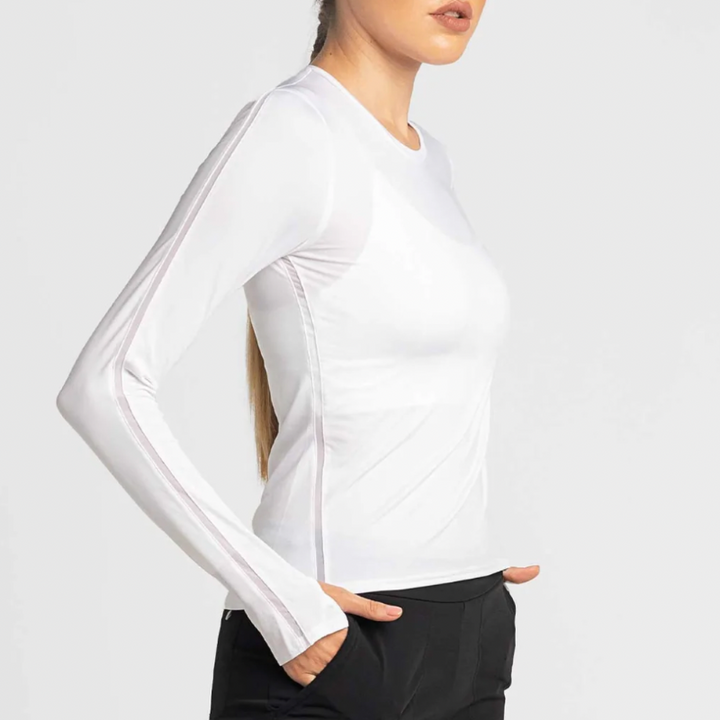 InPhorm Classic L/S Crew Neck Top - White