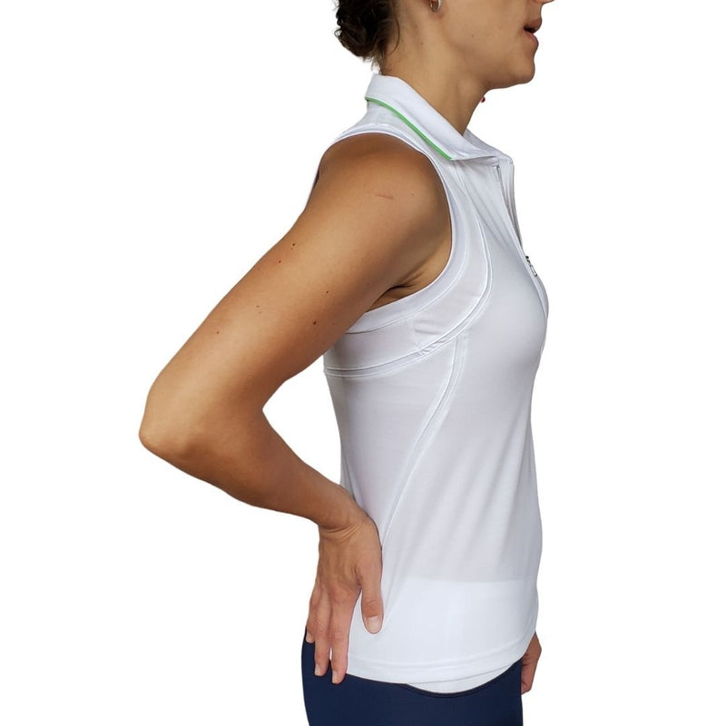 InPhorm Pique Neisha S/L Polo Tank - White/Lime