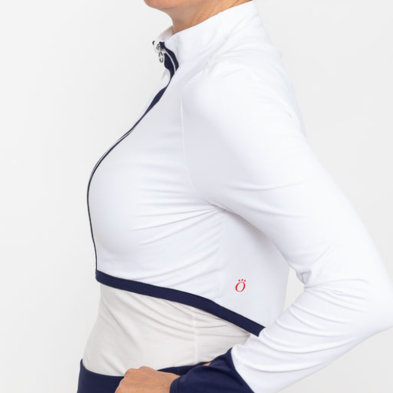 Kinona Sun's Out Zip Shrug - White/Navy