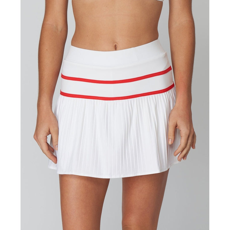 L'Etoile Knife Pleat Skirt - White/Red