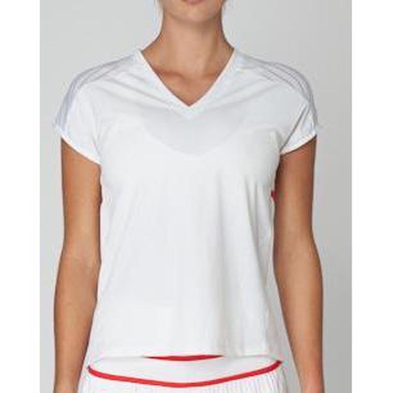 L'Etoile S/S Mesh Top - White/Red Trim