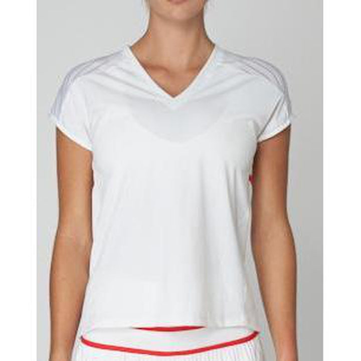 L'Etoile S/S Mesh Top - White/Red Trim