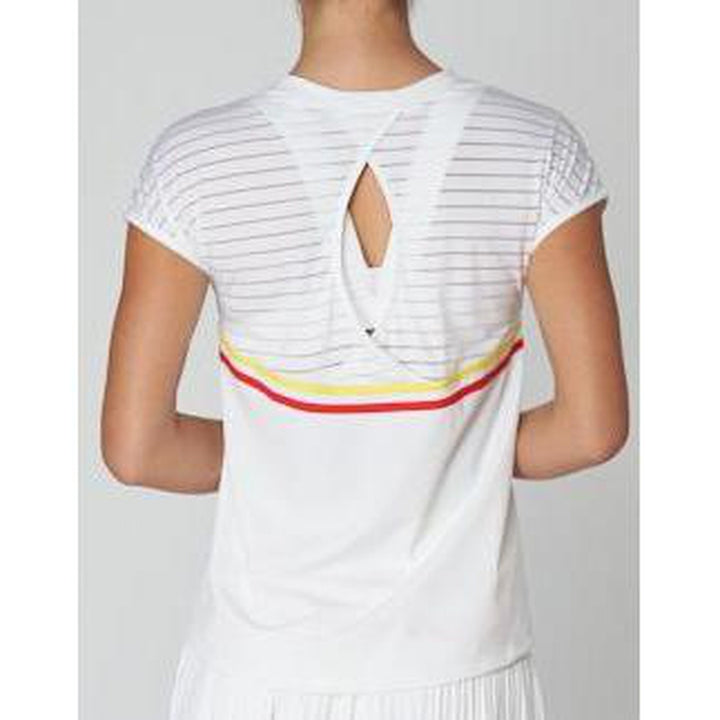 L'Etoile S/S Mesh Top - White/Red Trim