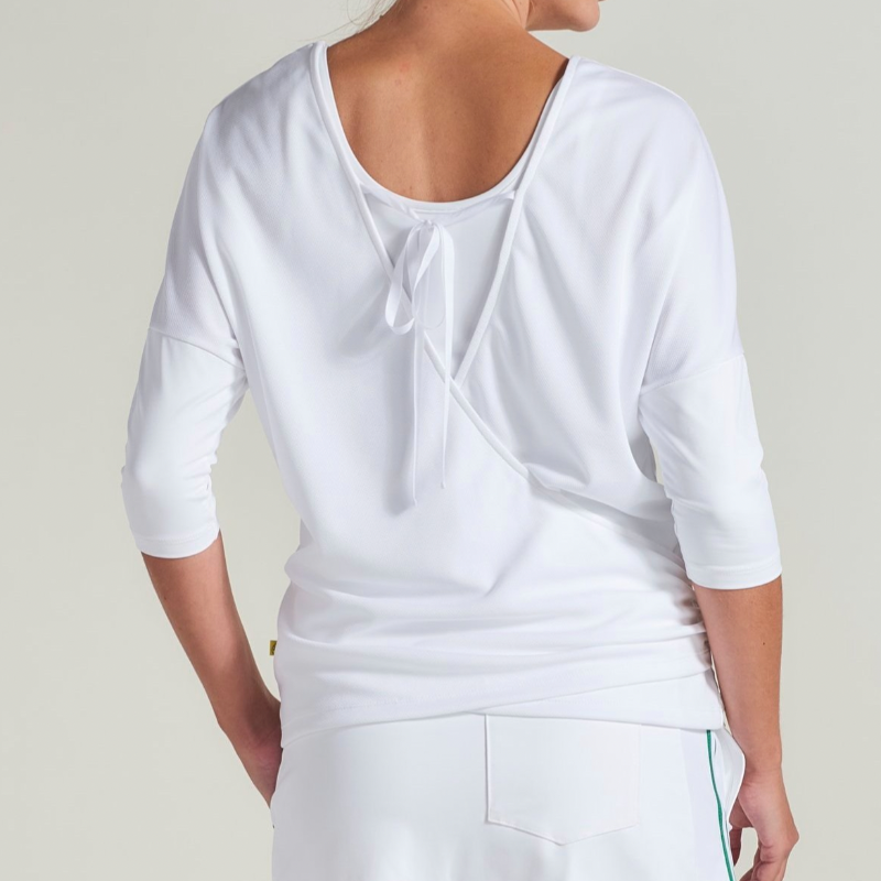 L'Oeuf Poche Baseline Draped Top - White Mesh