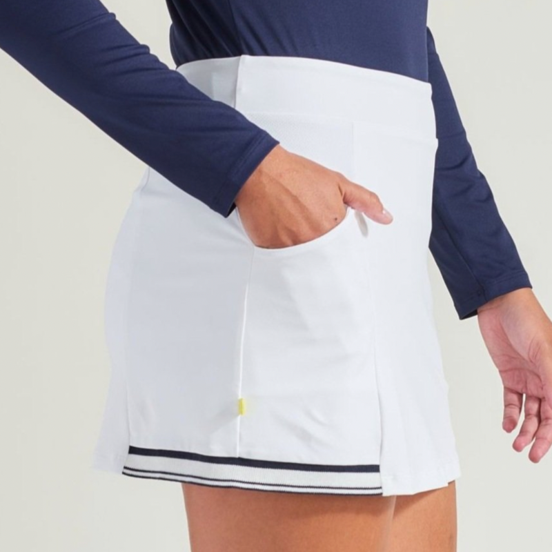 L'Oeuf Poché Baseline Rib Hem Skort-White/Navy