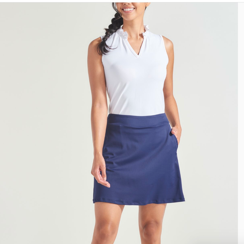 L'Oeuf Poché Baseline Side Panel Skort (17") - Navy/White