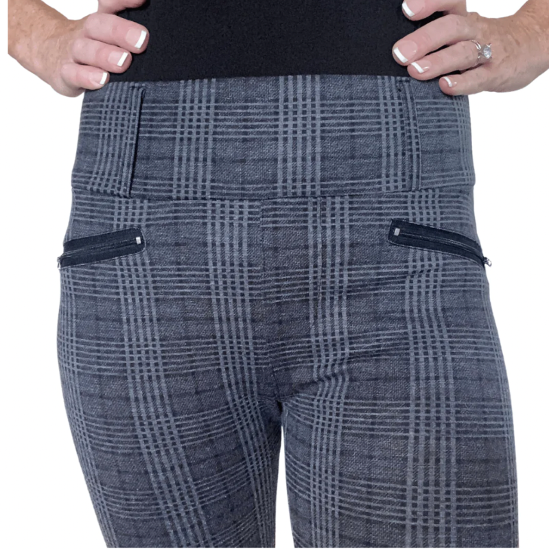 LaaTeeDa Slim Pant - Grey Plaid