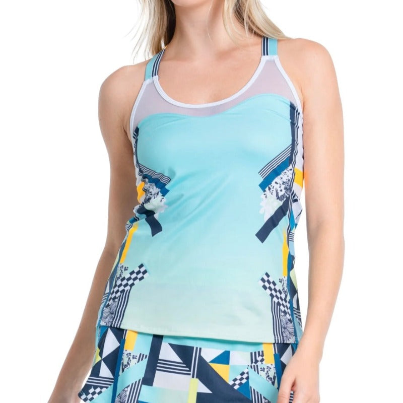 Lucky In Love Urbana Tank w/Bra - White/Print