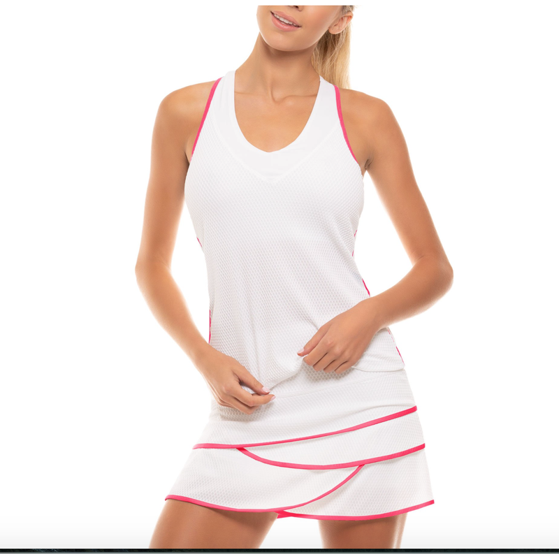Lucky In Love Wavy Scallop Skort - White/Pink