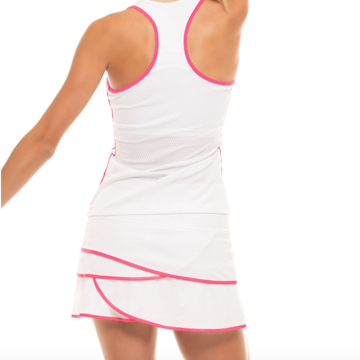 Lucky In Love Wavy Scallop Skort - White/Pink