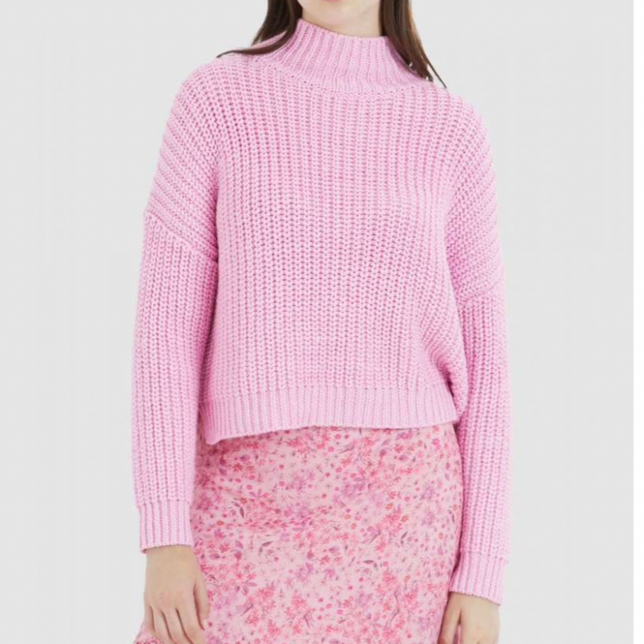 Marc Aurel Rib Mock Sweater - Pink