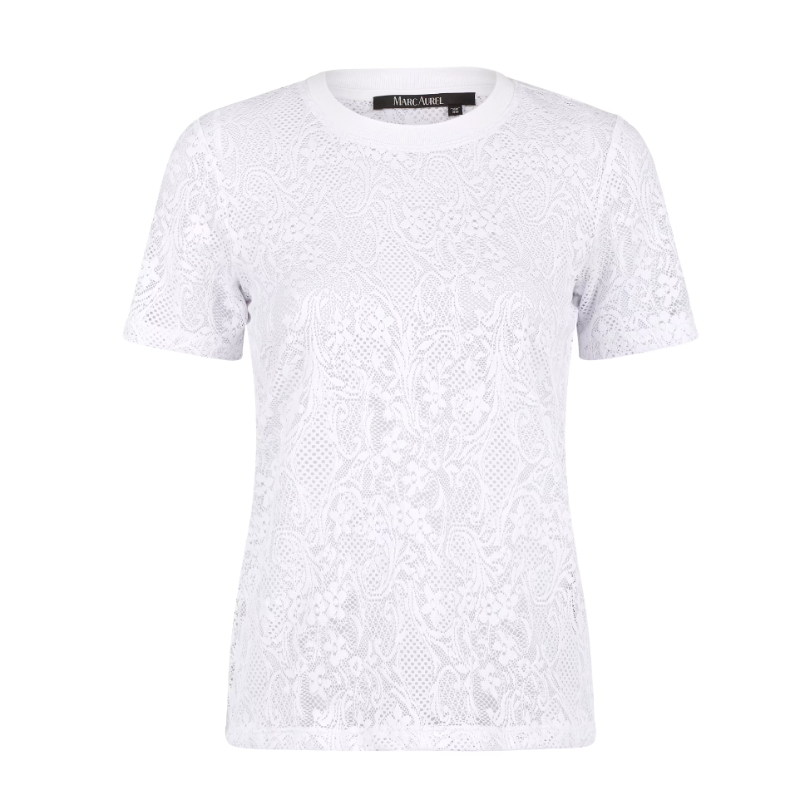 Marc Aurel S/S Lace T-Shirt - White