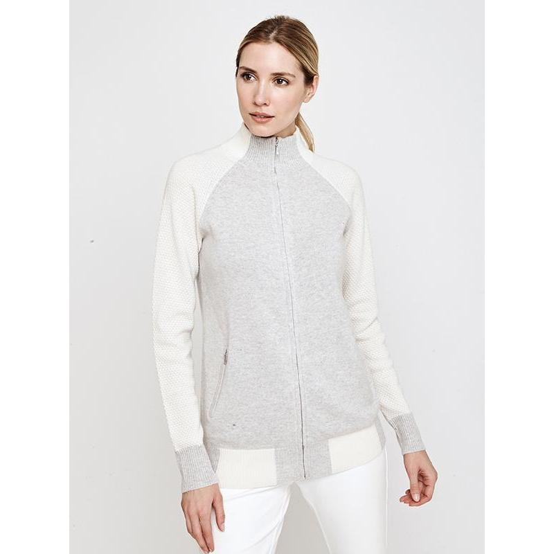 Movetes Francesca Cashmere Sweater - Grey/Ivory