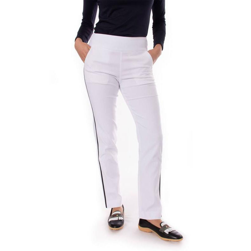 Golftini Trophy Pull-On Pant - White/Black Stripe