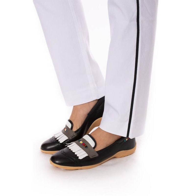 Golftini Trophy Pull-On Pant - White/Black Stripe