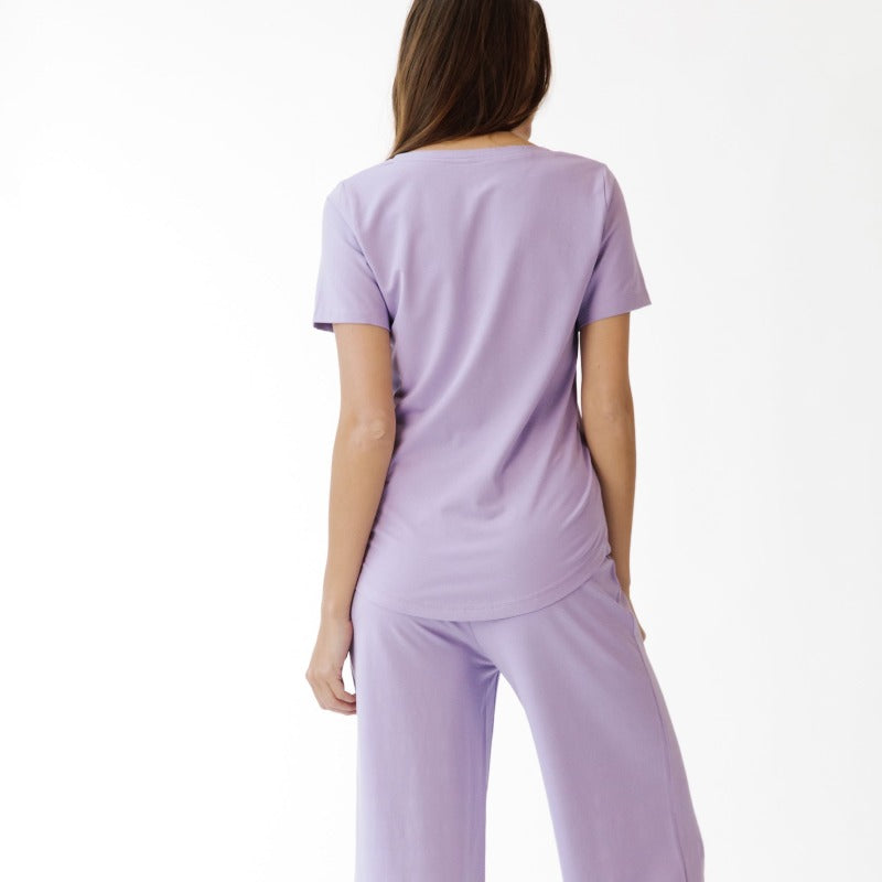 Paper Label Emilia S/S V-Neck Top - Lavender