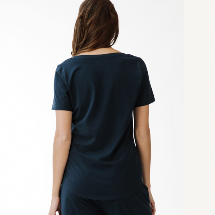 Paper Label Emilia S/S V-Neck Top - Midnight Blue