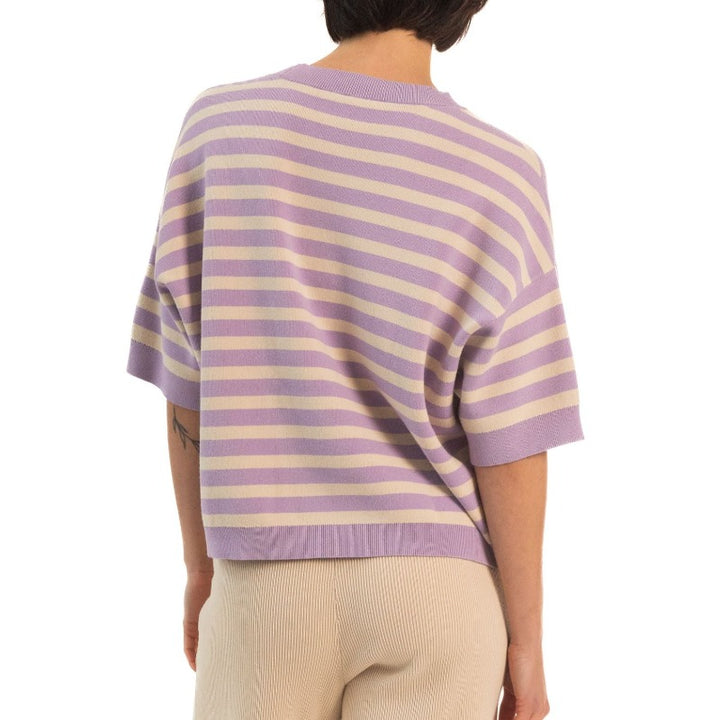 Paper Label Sara Stripe V-Neck- Lavender