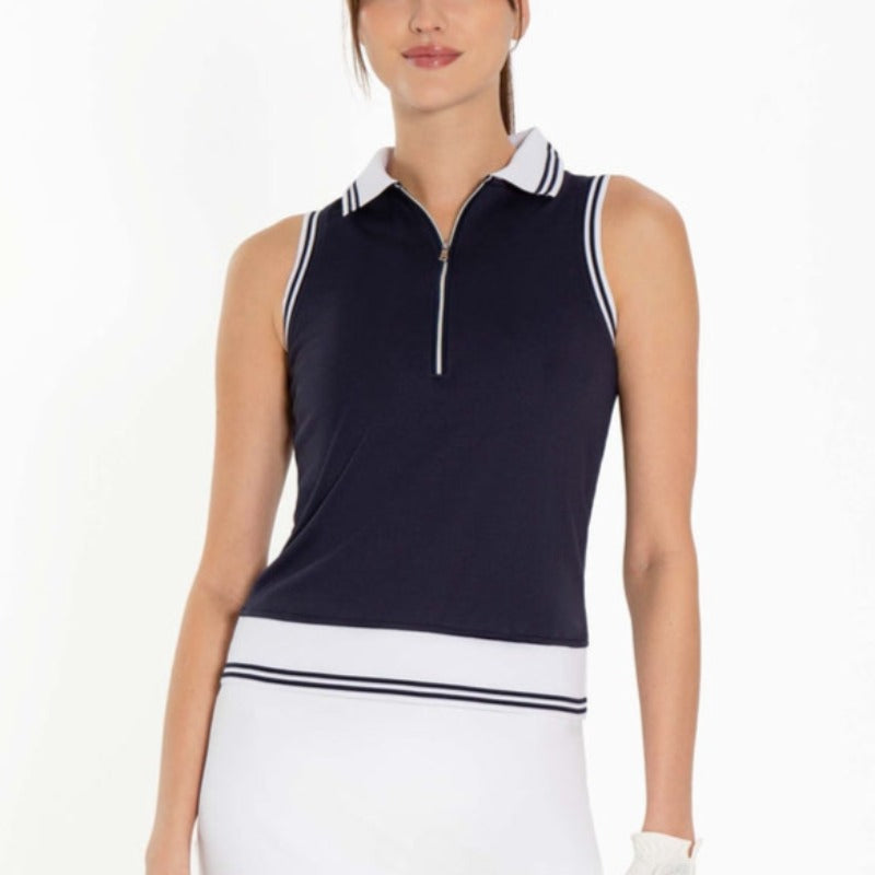 InPhorm Phoebe S/L Polo - Midnight/White