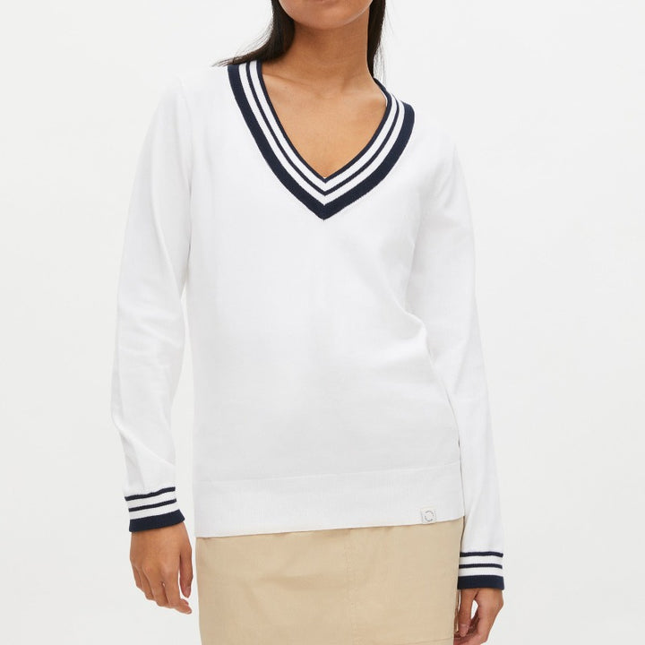 Rohnisch Mae V-Neck Sweater - White