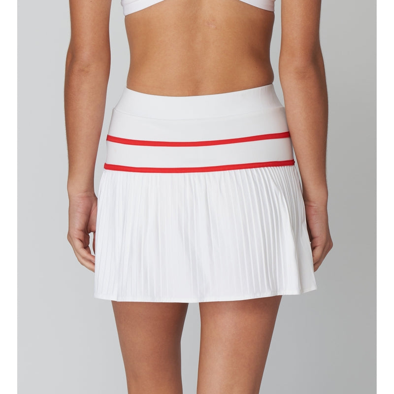L'Etoile Knife Pleat Skirt - White/Red