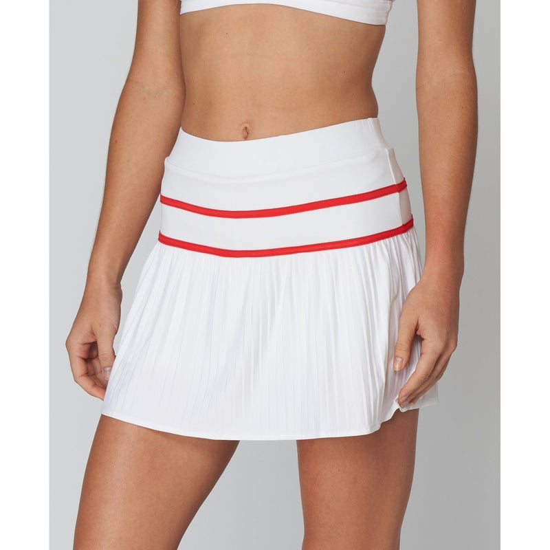 L'Etoile Knife Pleat Skirt - White/Red