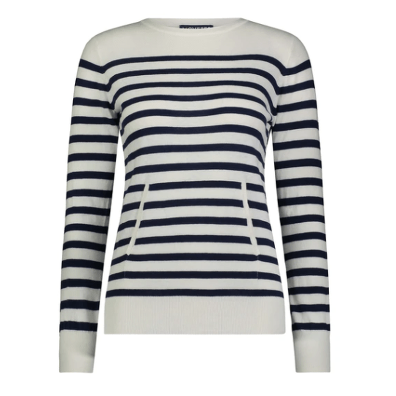 Movetes Sport Nautical Sweater - Ivory with Navy