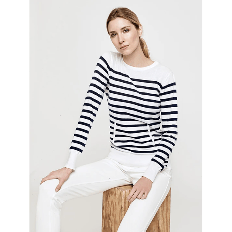 Movetes Sport Nautical Sweater - Ivory with Navy