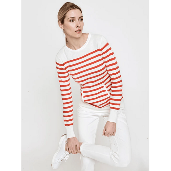Movetes Sport Nautical Sweater - Ivory with Poppy