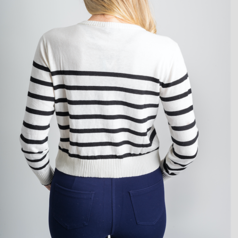 Movetes Lena Stripe Sweater - Black/White