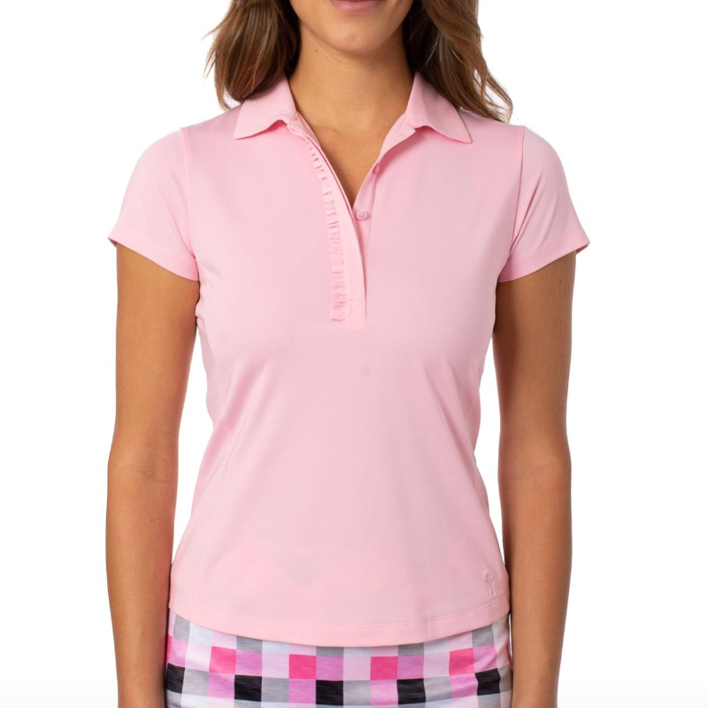 Golftini S/S Ruffle Tech Polo - Light Pink