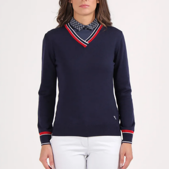 Chervò Nappa V-Neck Sweater - Navy