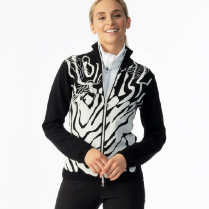 Daily Sports Roomily Full-Zip Knit Cardigan - Black/White Print