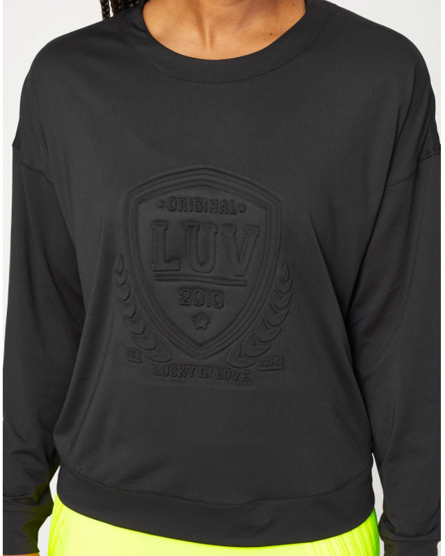 Lucky In Love Light Weight L/S Top - Black