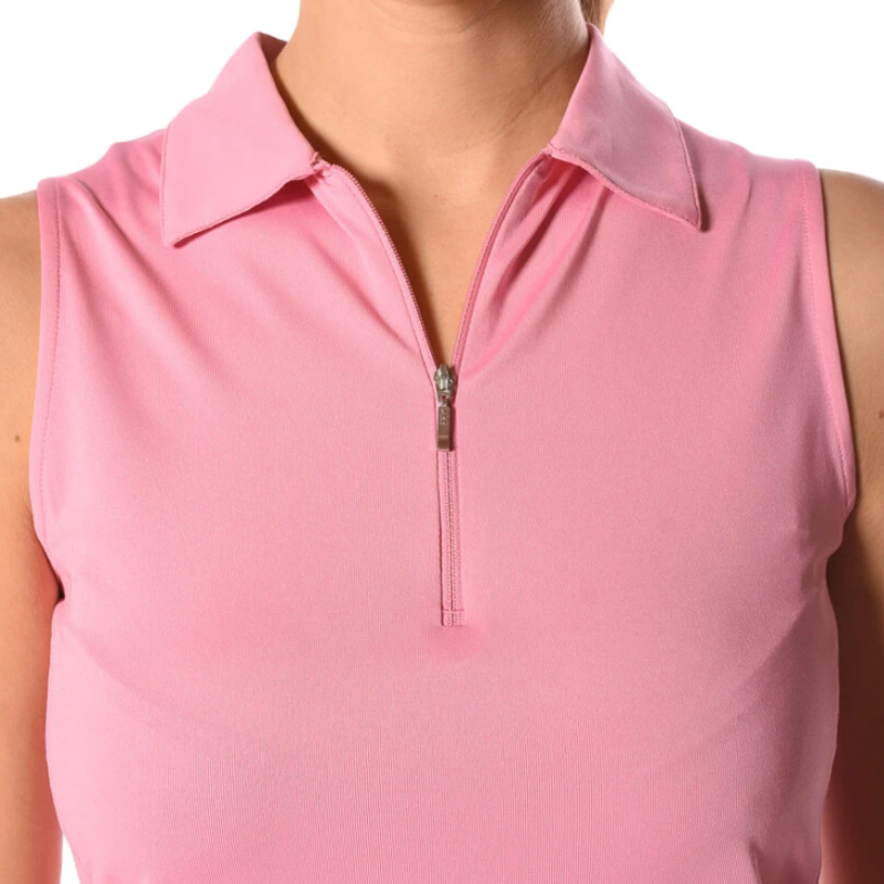 Golftini S/L Zip Tech Polo - Bubblegum Pink