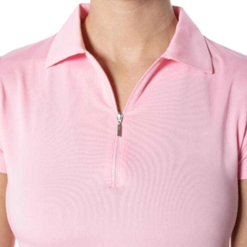 Golftini S/S Zip Tech Polo - Light Pink