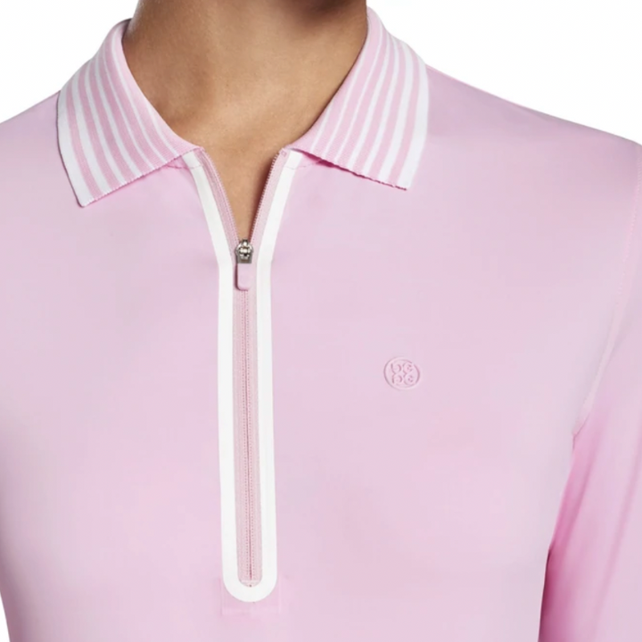 G/FORE Featherweight Zip L/S Polo - Pink