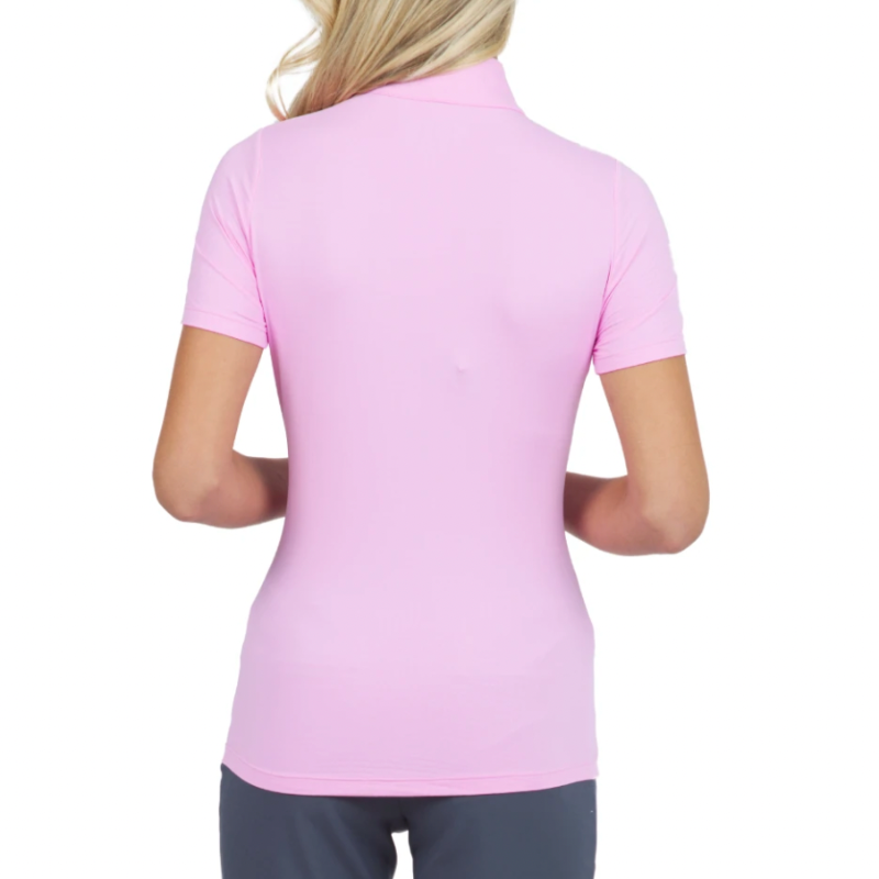 IBKUL Solid S/S Mock Neck Top - Candy Pink